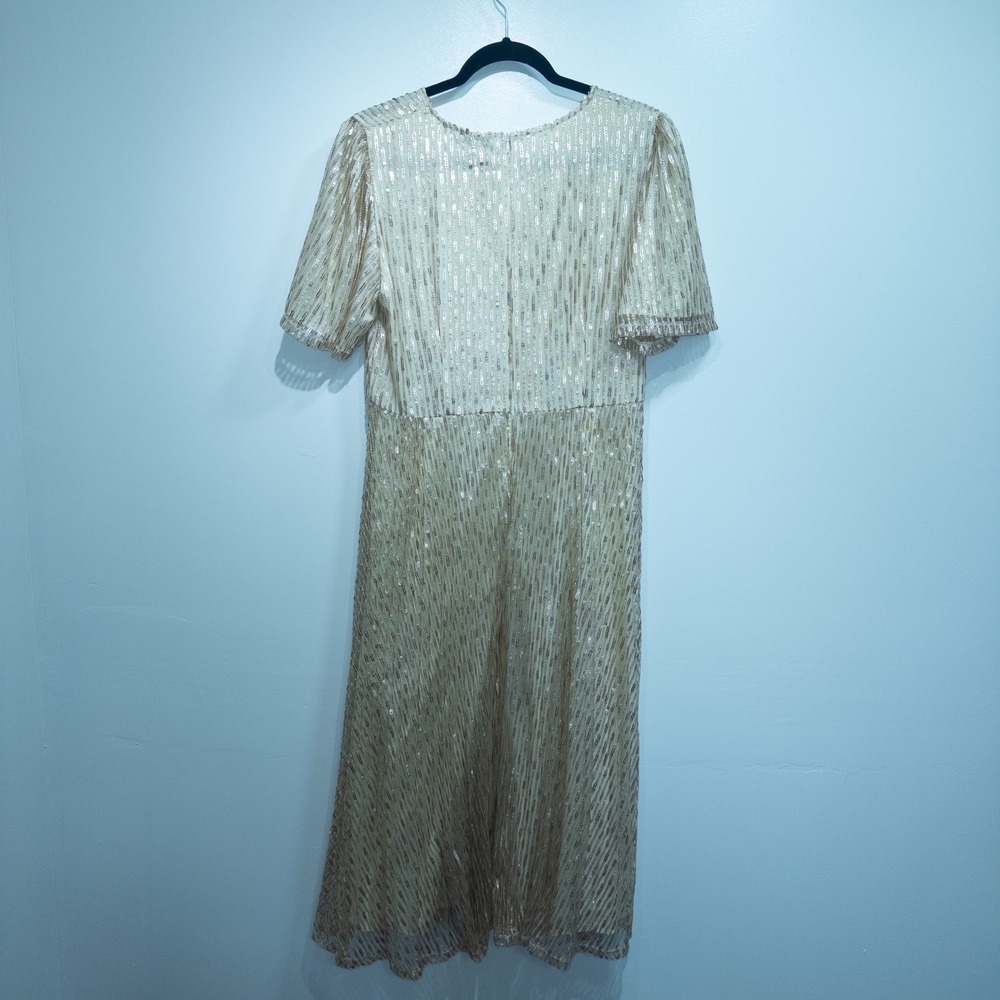 New Ivy City Co Gold Sequin Goldie Midi Dress XL - Picture 5 of 8
